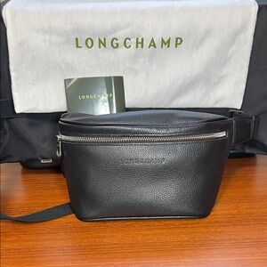 Longchamp Black Leather Crossbody Bag